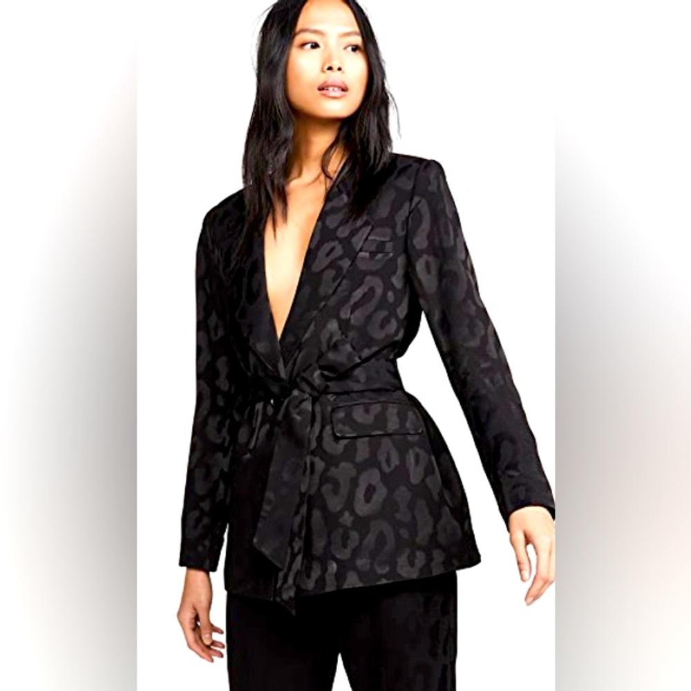 Anine Bing tate leopard print blazer Black Size XS